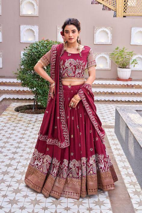 Ram-163 Vichitra Red Lehenga choli manufacturers in Hyderabad